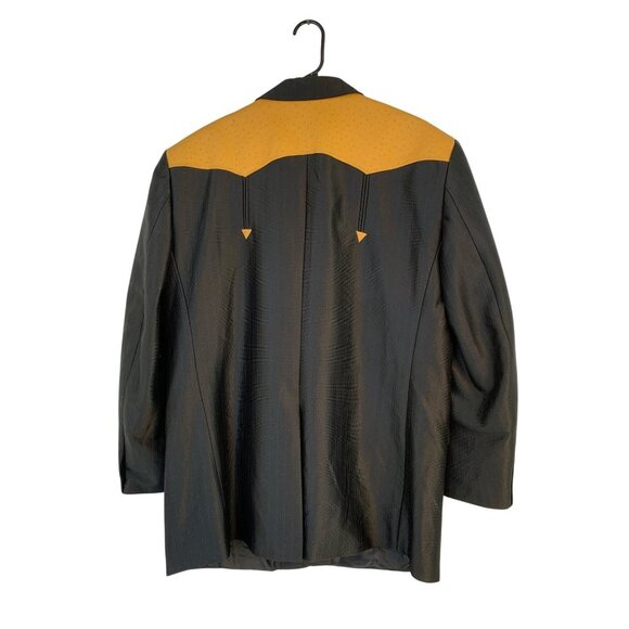 Mens Western Style Black Blazer Jacket Faux Ostrich Accent Mexico 46R RX10641 - Picture 11 of 11